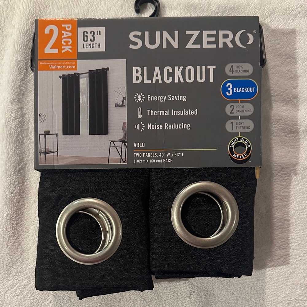 Sun Zero Blackout Curtains - Black